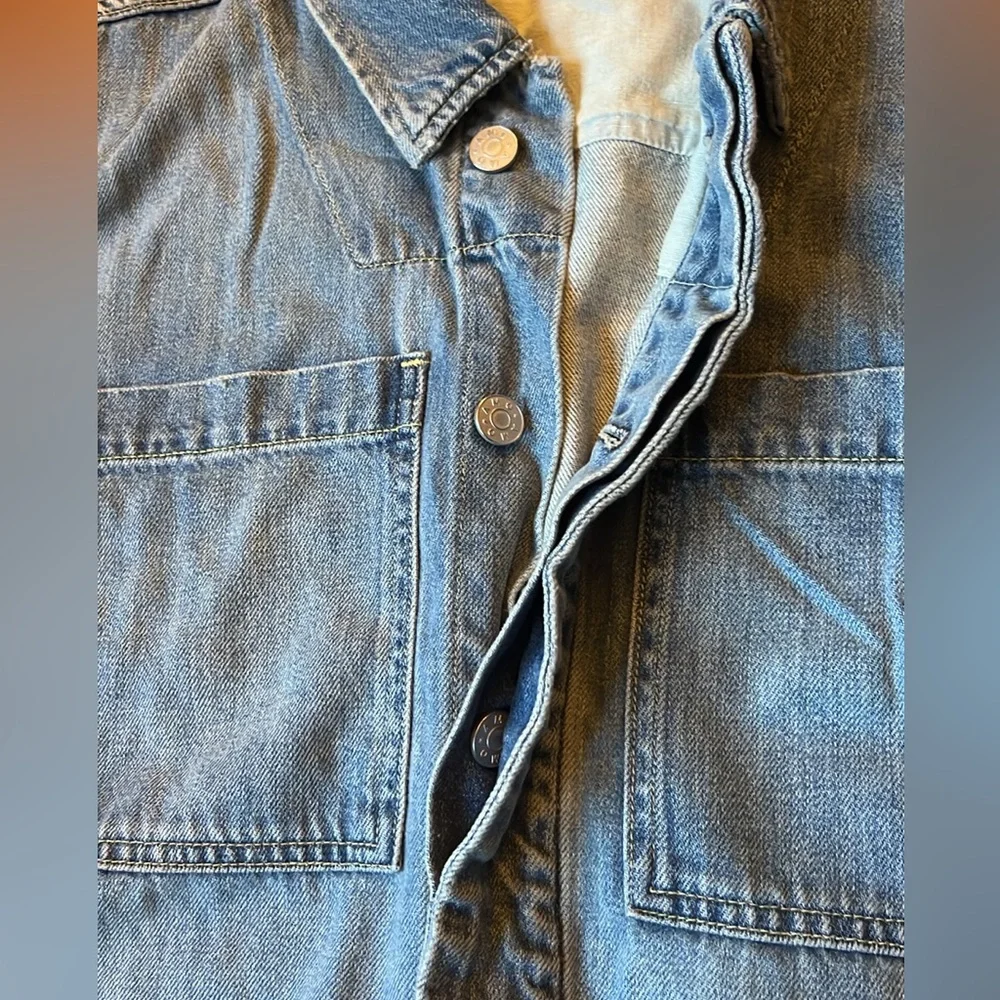 AMO Denim Skip Romper short sleeve light wash XL NWT casual carefree - Picture 6 of 16